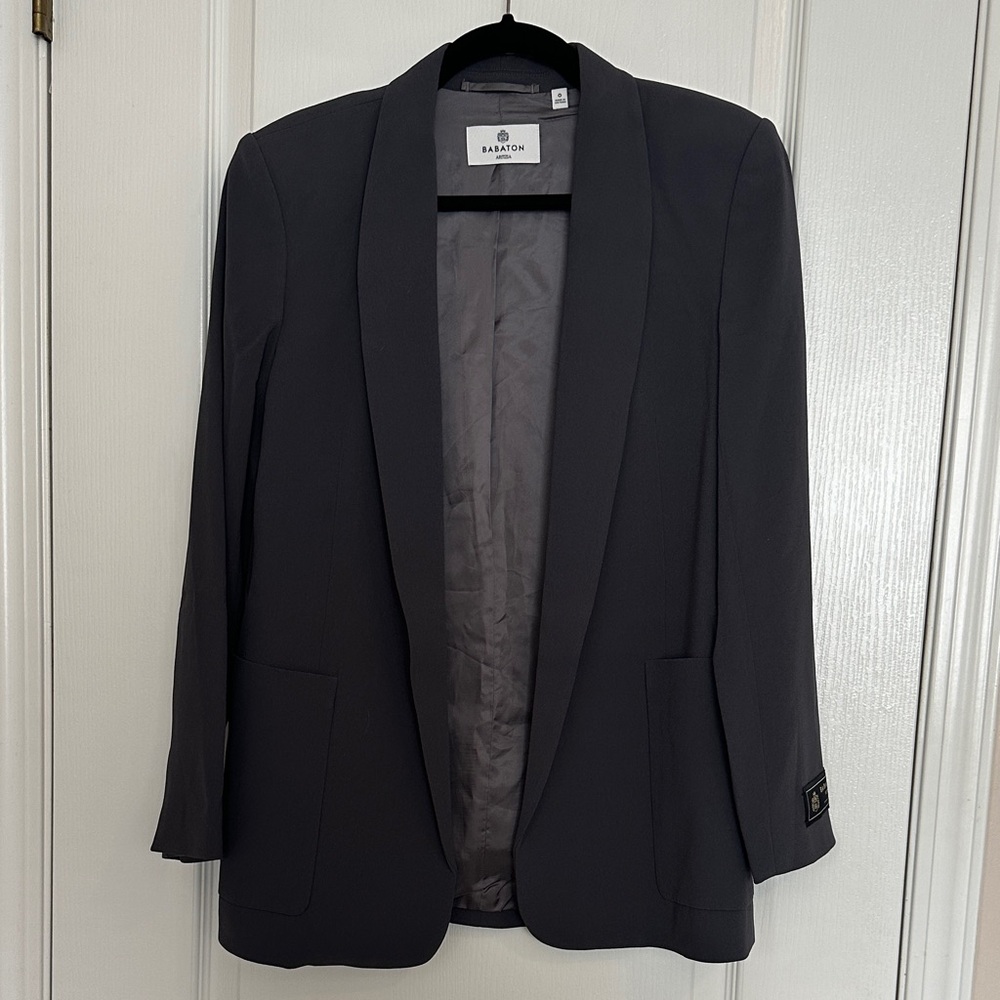 Babaton Black Open-Front Shawl-Collar Blazer